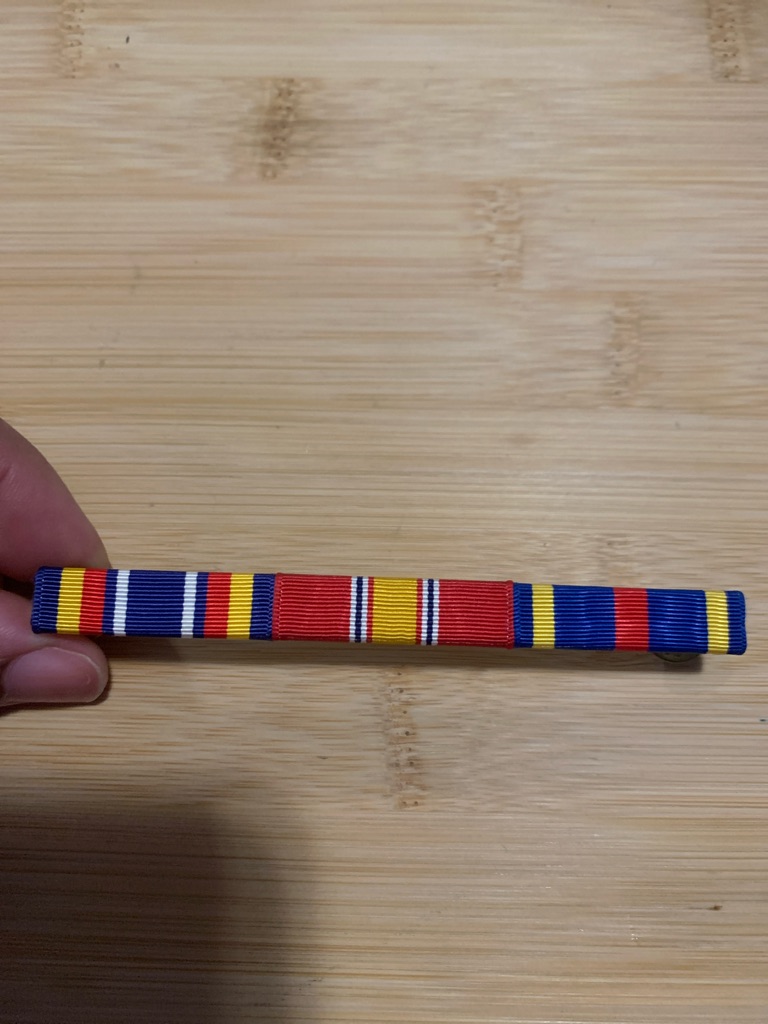 Vintage Military Ribbon Bar Red, Blue & Yellow